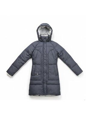 United Colors Of Benetton Womens Navy Nylon Down Hooded Puffer Jacket Size XS